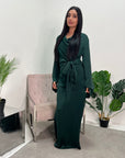 Hera Emerald Green Cowl Neck Side Knot Elegant Modest Dress