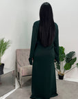 Hera Emerald Green Cowl Neck Side Knot Elegant Modest Dress
