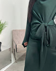 Hera Emerald Green Cowl Neck Side Knot Elegant Modest Dress