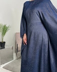 Miah Denim Blue Modest Diamante Hot Fix Kaftan Dress