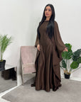 Haniya Chocolate Fur Trim Kaftan Dress