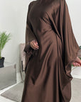 Haniya Chocolate Fur Trim Kaftan Dress