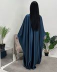 Haniya Midnight Blue Fur Trim Kaftan Dress
