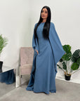 Miah Jeans Blue Modest Diamante Hot Fix Kaftan Dress