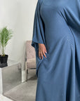 Miah Jeans Blue Modest Diamante Hot Fix Kaftan Dress