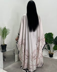 Liah Cream Printed Floral Satin Kaftan Dress