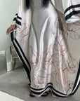 Liah Cream Printed Floral Satin Kaftan Dress