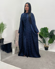 Heeva Navy Two Piece Modest Diamante Cape Slip Dress