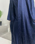 Heeva Navy Two Piece Modest Diamante Cape Slip Dress