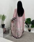 Liah Pink Printed Floral Satin Kaftan Dress
