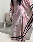 Liah Pink Printed Floral Satin Kaftan Dress