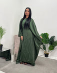 Isani Khaki Diamante Swirl Modest Kaftan Dress