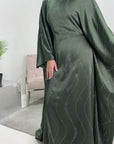 Isani Khaki Diamante Swirl Modest Kaftan Dress