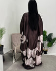 Liah Chocolate Printed Floral Satin Kaftan Dress