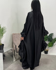 Najma Black Modest Drape Kaftan Dress With Scarf