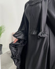 Najma Black Modest Drape Kaftan Dress With Scarf