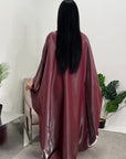 Zayna Wine Shimmer Tie Kaftan Dress