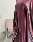 Zayna Wine Shimmer Tie Kaftan Dress