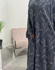 Alia Charcoal Floral Modest Kaftan Dress