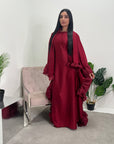 Najma Wine Modest Drape Kaftan Dress With Scarf