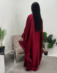 Najma Wine Modest Drape Kaftan Dress With Scarf