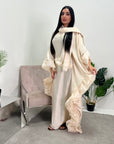 Najma Cream Modest Drape Kaftan Dress With Scarf