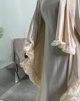 Najma Cream Modest Drape Kaftan Dress With Scarf