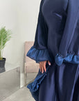 Najma Navy Modest Drape Kaftan Dress With Scarf