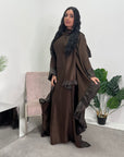 Najma Chocolate Modest Drape Kaftan Dress With Scarf
