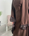 Najma Chocolate Modest Drape Kaftan Dress With Scarf