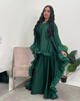 Najma Emerald Green Modest Drape Kaftan Dress With Scarf
