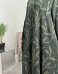 Mira Khaki Modest Abaya Dress With V-Neck And Floral Design