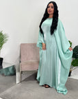 Zayna Aqua Shimmer Tie Kaftan Dress