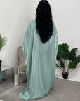 Zayna Aqua Shimmer Tie Kaftan Dress