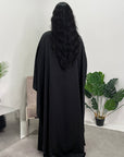 Rania Black Modest Kaftan Dress With Gold Buckle