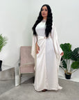 Rania Cream Modest Kaftan Dress With Gold Buckle