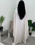 Rania Cream Modest Kaftan Dress With Gold Buckle