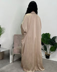 Heeva Beige Two Piece Modest Diamante Cape Slip Dress