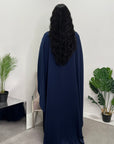 Rania Navy Modest Kaftan Dress With Gold Buckle