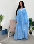 Noor Pastel Blue Mesh Modest Kaftan Dress