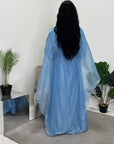 Noor Pastel Blue Mesh Modest Kaftan Dress