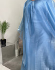 Noor Pastel Blue Mesh Modest Kaftan Dress
