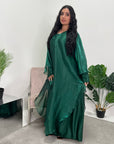 Noor Emerald Green Mesh Modest Kaftan Dress