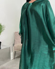 Noor Emerald Green Mesh Modest Kaftan Dress
