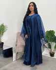 Noor Navy Mesh Modest Kaftan Dress