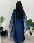 Noor Navy Mesh Modest Kaftan Dress