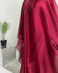 Noor Wine Mesh Modest Kaftan Dress