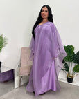 Noor Lilac Mesh Modest Kaftan Dress