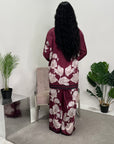 Sania Wine Floral Satin Co-ord Set