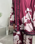 Sania Wine Floral Satin Co-ord Set